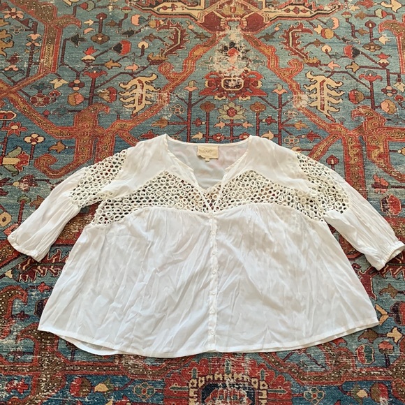 Anthropologie embroidered peasant top blouse boho Small 4 6 Top shirt blouse EUC - Picture 1 of 6